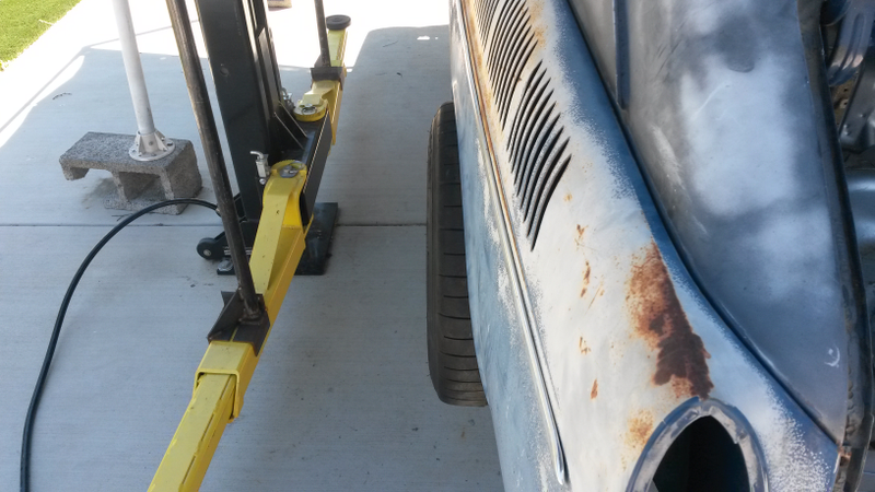 Beautiful patina on the rear fenders, and also wheels in need of fender flares.